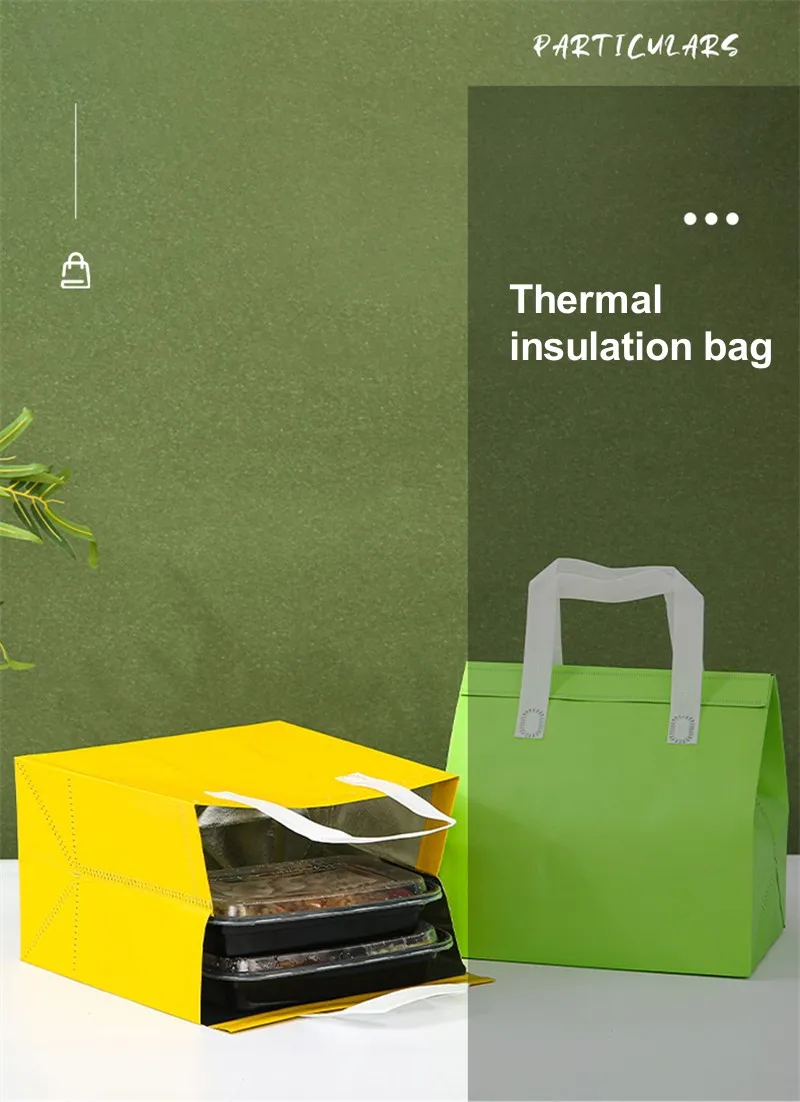 10pcs Non-Woven Insulated Tote Bags Reusable Fabric Pouches for Food, Cake, Drinks, Gro... - SKU NITB1058 - UGI Packaging