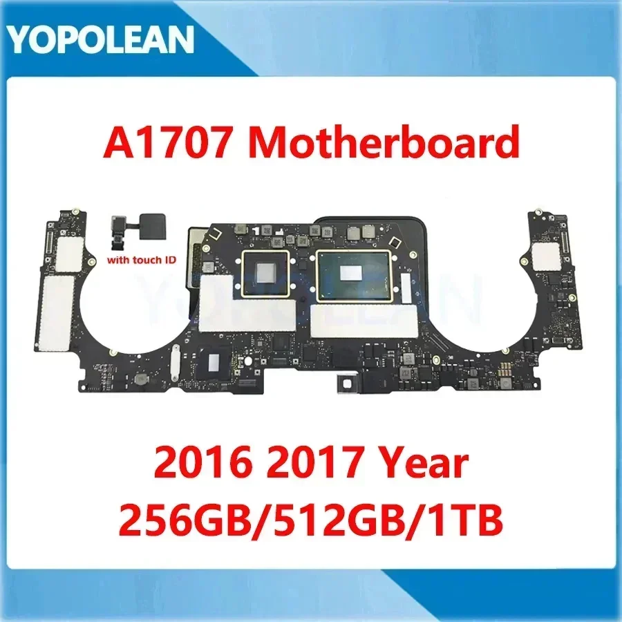 Original Laptop A1707 Motherboard with Touch ID For MacBook Pro 15