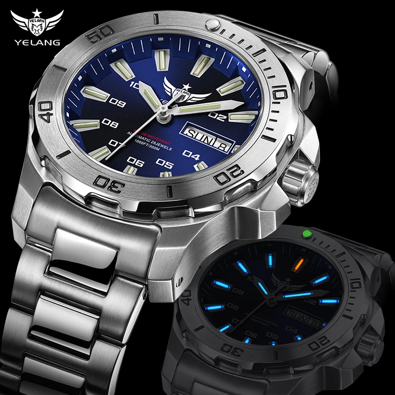 Yelang V5.1 Men's Wrist Watch 44mm Super Diving 300M PROFESSIONAL WATERPROOF SW220 Movement Mechanical Watch Часы oris aquis дата автоматические дайверы 01 733 7766 4135 07 8 22 05peb 300m мужские часы