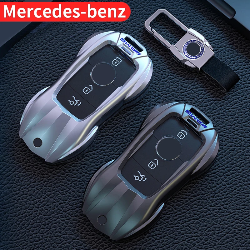 

Apply to Mercedes-benz key case car metal protection cover E300L C260L GLC A200 C200 GLA GLB GLS modified decorative accessories