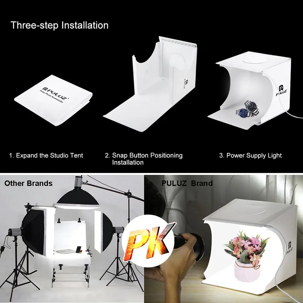 24x23x22cm Portable Mini Photo Studio Box Photography Backdrop built-in Led Light Photo Box Photography Backdrop Lightbox photo studio box led photo lighting photo studio light tent