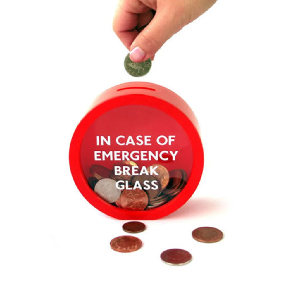 1pc Emergency Coin Smash Money Piggy Bank Break Glass Novelty Savings Box for Kids Children 5