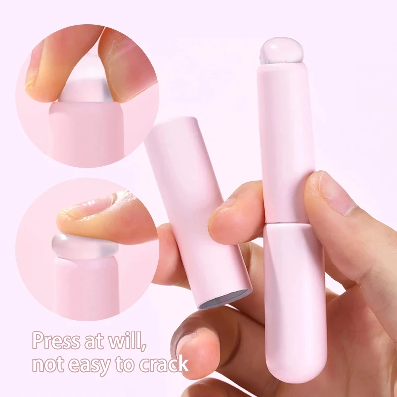 Nail Art Silicone Applicator Stick Portable Round Head Pigment  Soft Brush Like Fingertips Lipstick Q-elastic Smudge Makeup Tool