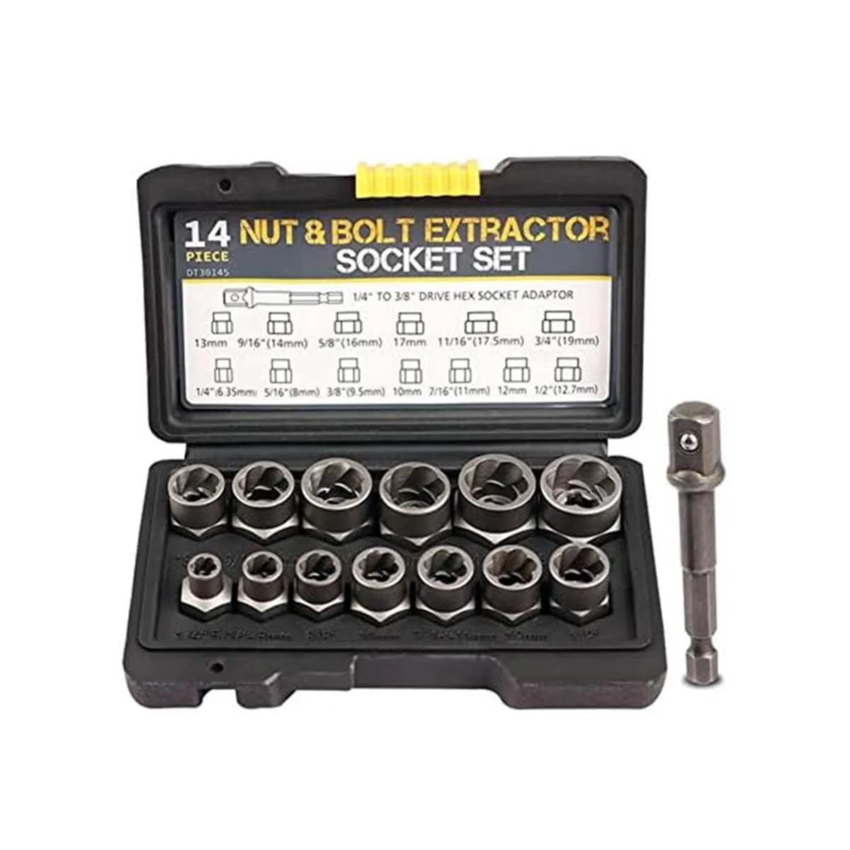 

14 Pcs Lug 3/8Inch Drive Impact Bolt Nut Extractor Set, Nut Remover Kit 1/4Inch-3/4Inch Twist Socket Tool Set