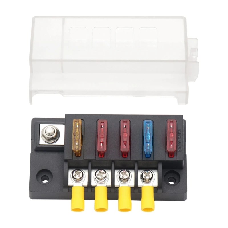 Fuse Box Holder Fuse Box Marine Fuse Block 4 Way 32V Fuses Box Fuses Block 4 Circuit with Negative Bus Waterproof Box for 12V/24V Automobile