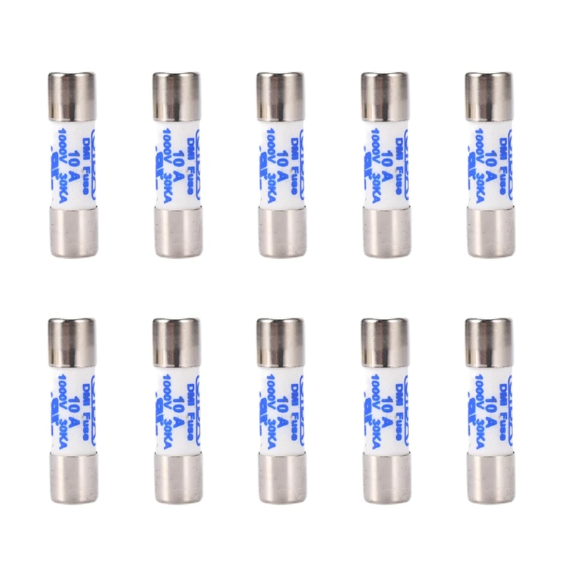 

10X Multimeter 10 X 38Mm 1000V 10A Cylinder Ceramic Fuse White