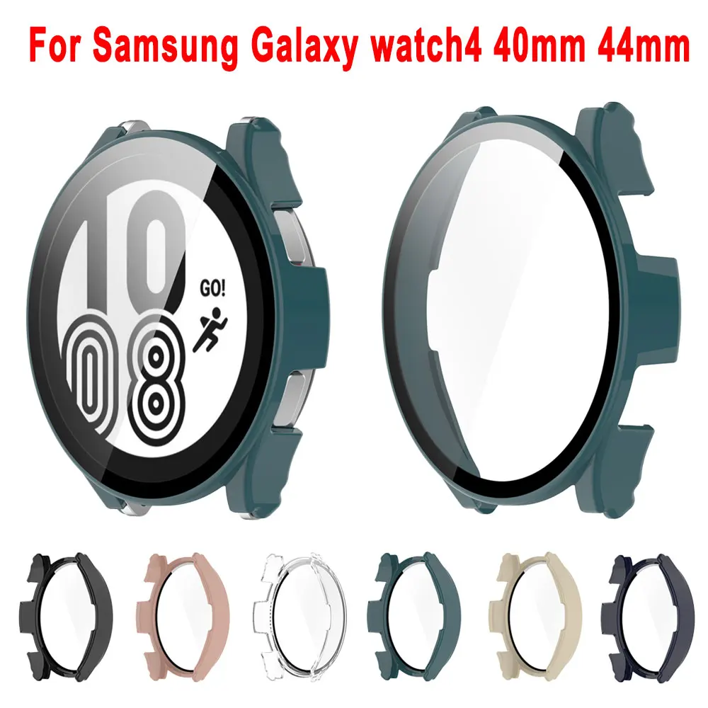 

Watch Protective Case For Samsung Galaxy watch4 40mm 44mm Smartwatch Shockproof Hard PC Protector Shell /W Tempered Film