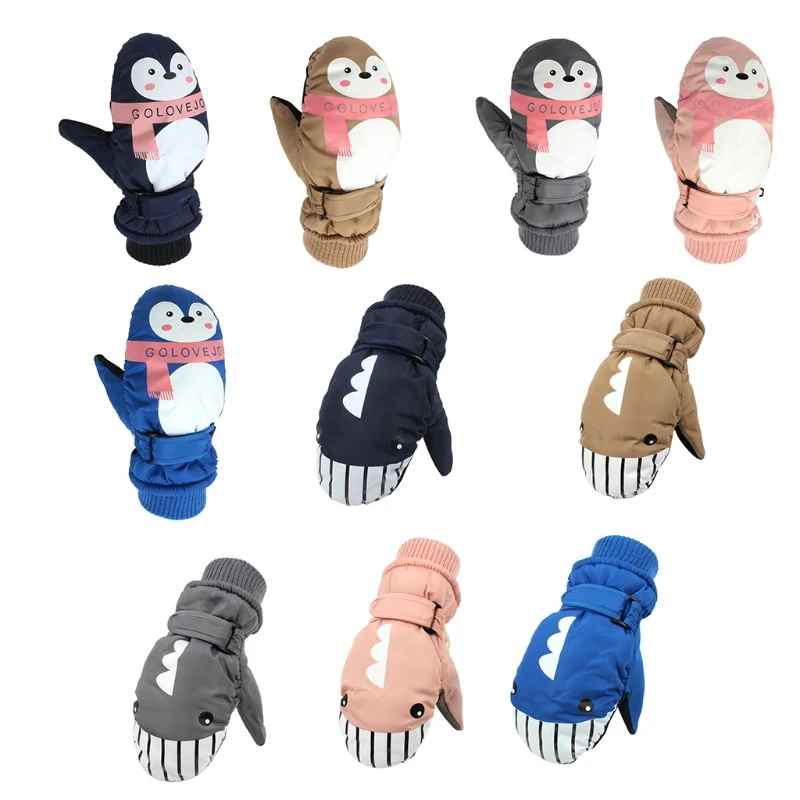 Children Winter Warm Gloves Boys Girls Waterproof Windproof Non-slip Snow Mittens Extended Wrist Skiing Sports Gloves