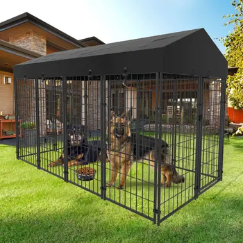 Extra Large Dog Cage Heavy Duty Pet Run Enclosure Pet Playpen with Roof Outdoor Pet Kennel High Fence 2