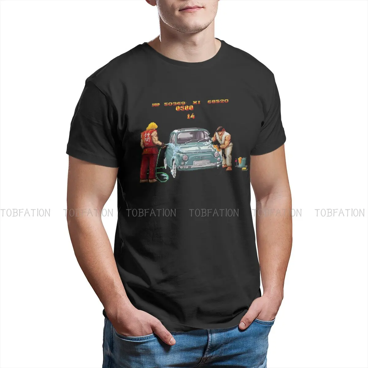 

Street Fighters Polyester TShirts Car Wash Design Print Men's T Shirt Funny Clothing 6XL