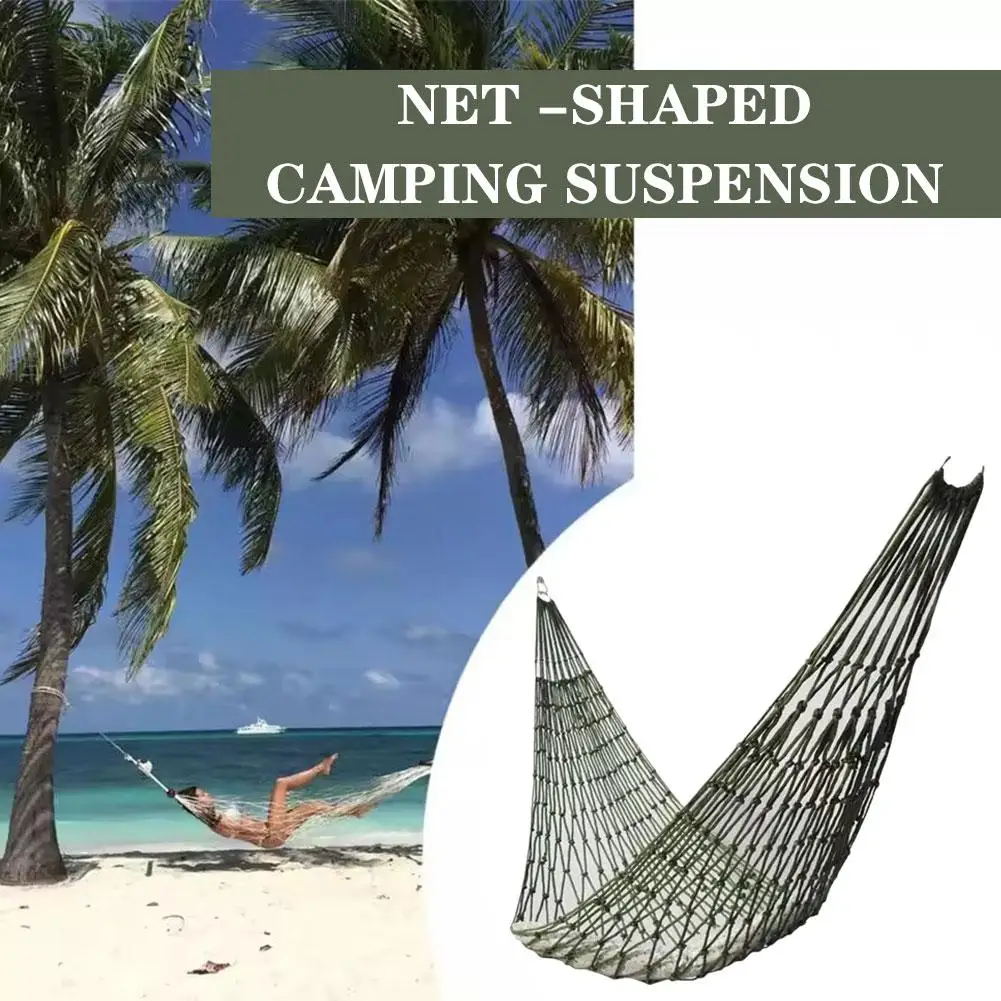 

Green Portable Outdoor Sport Hammock Outdoor Camping Hammock Mesh Net For Garden Beach Yard Travel Garden Swing Hanging Bed H9R3