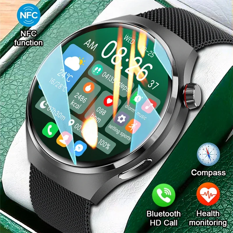 

Умные часы NFC для мужчин и женщин с Bluetooth, часы с функцией звонков и компасом и пульсометром, мужские спортивные водонепроницаемые умные часы с треком и музыкой для Android и IOS