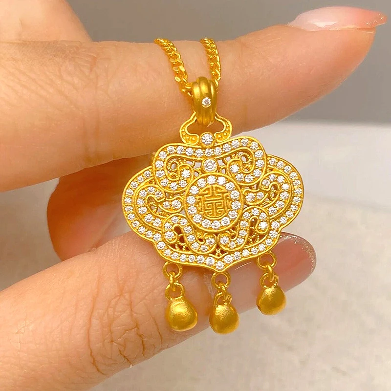

Chinese Traditional Blessings Ruyi Lock with Pendant Necklace for Women Baby Lucky Pendant Clavicle Chain Fashion Jewelry Gifts