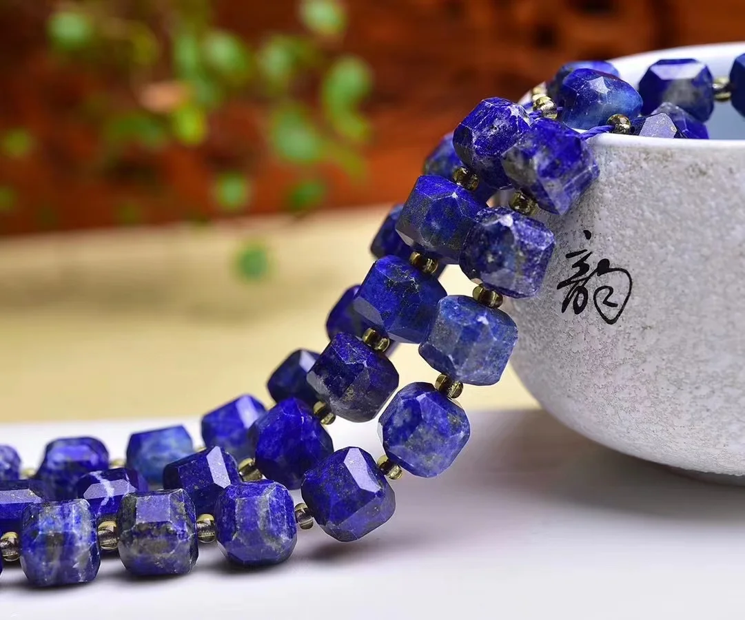 New goods, 8mm high quality lapis lazuli square faceted shape, semi-finished beads