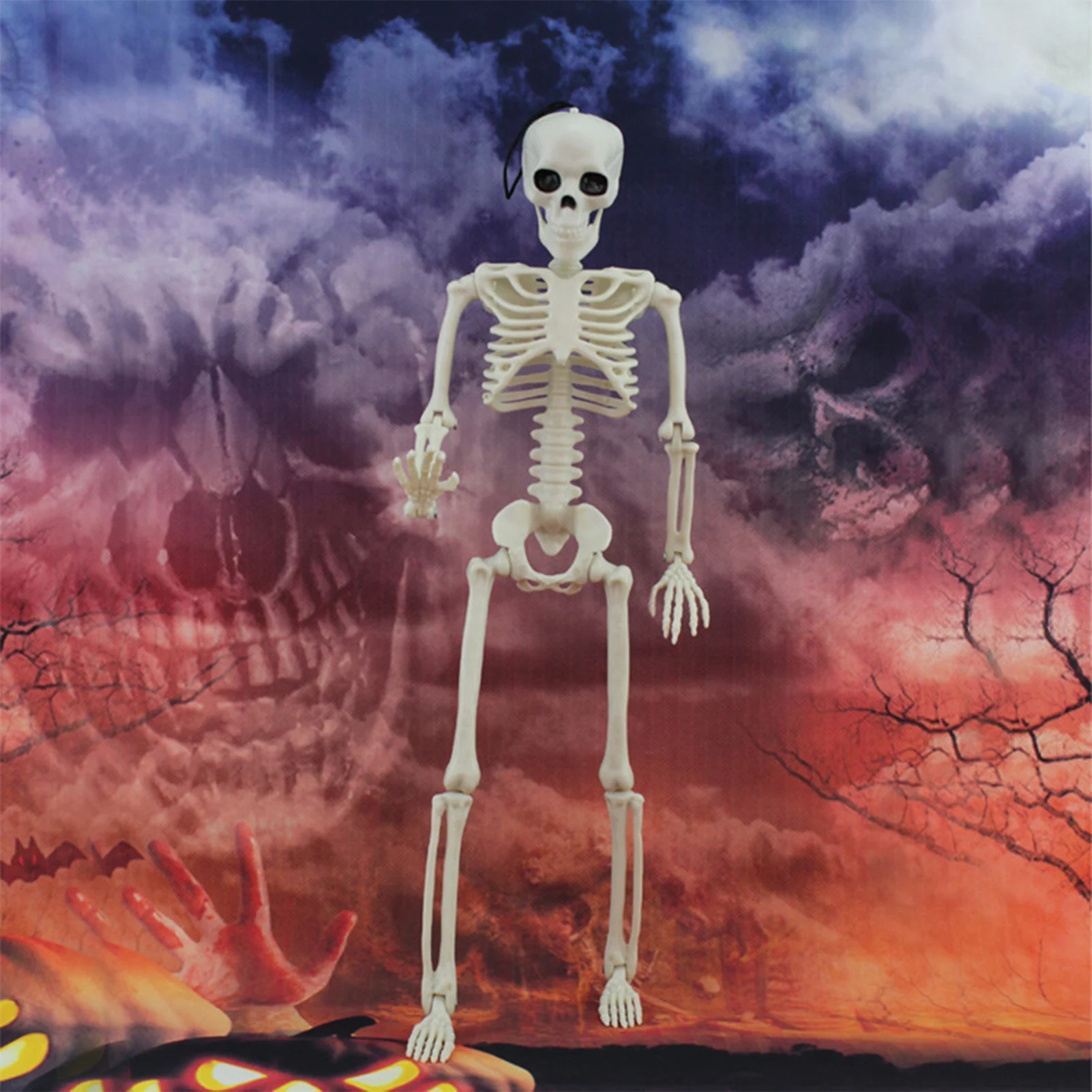 Halloween Life Size Skeleton Full Body 40cm Posable Decor with Movable Joints For Haunted Houses Cemeteries