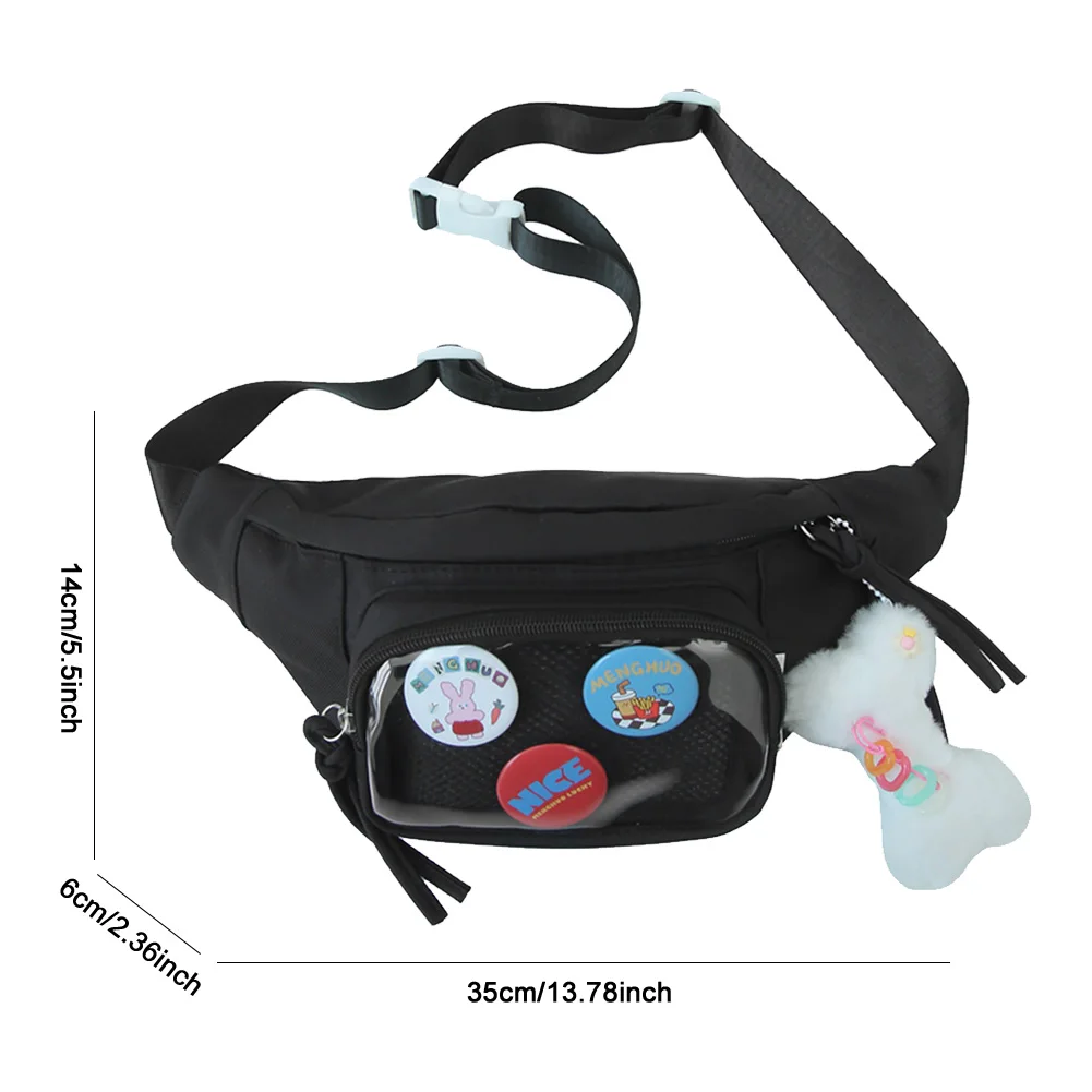 Ita Bag Fanny Pack Cute Crossbody Sling Bag Nylon PVC Belt Bag Chest Bag for Women Girls Teens