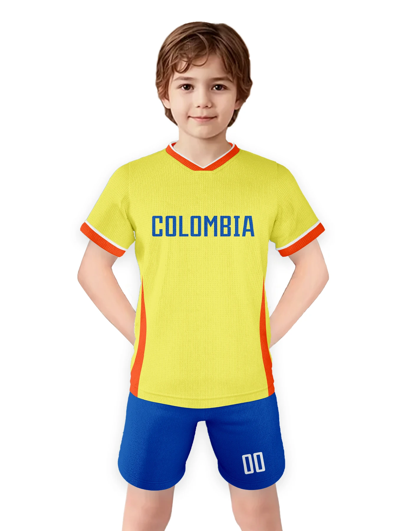 Kids Football Jersey Custom Name Number Colombia Soccer Kit for Boys Girls