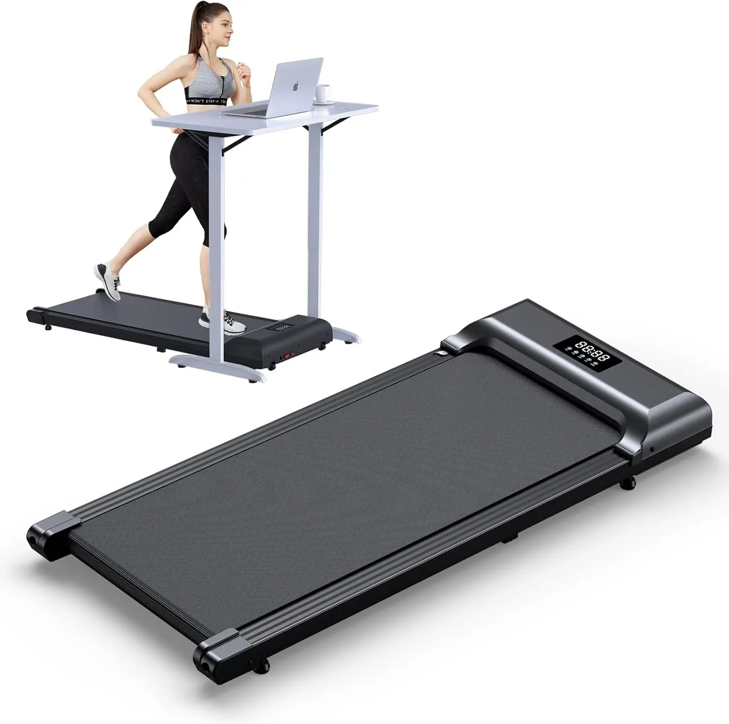 Walking Pad，Under Desk Treadmill 2 in 1 Treadmills，Portable Walking Treadmill 2.5HP, 320lbs Max Weight Remote Control LED