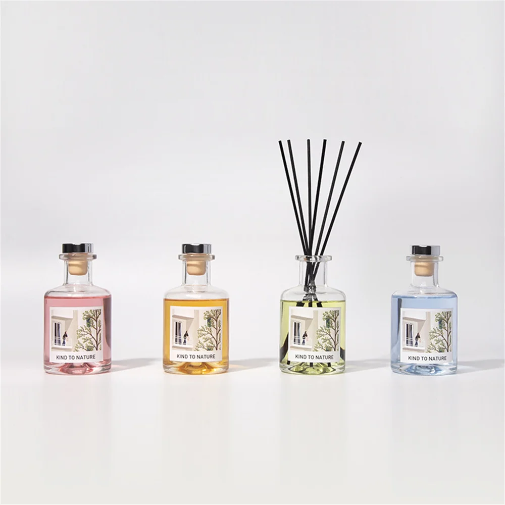 

180ml Luxury Reed Diffuser Set with Sticks, Home Aroma Oil Diffuser for Bedroom, Office, Hotel, Glass Bathroom Scented Diffuser