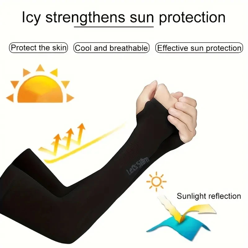 Women's Ice Silk Arm Sleeve Sports Sleeve Sun Protection Hand Cover Cooling Gloves For Running Fishing Bike