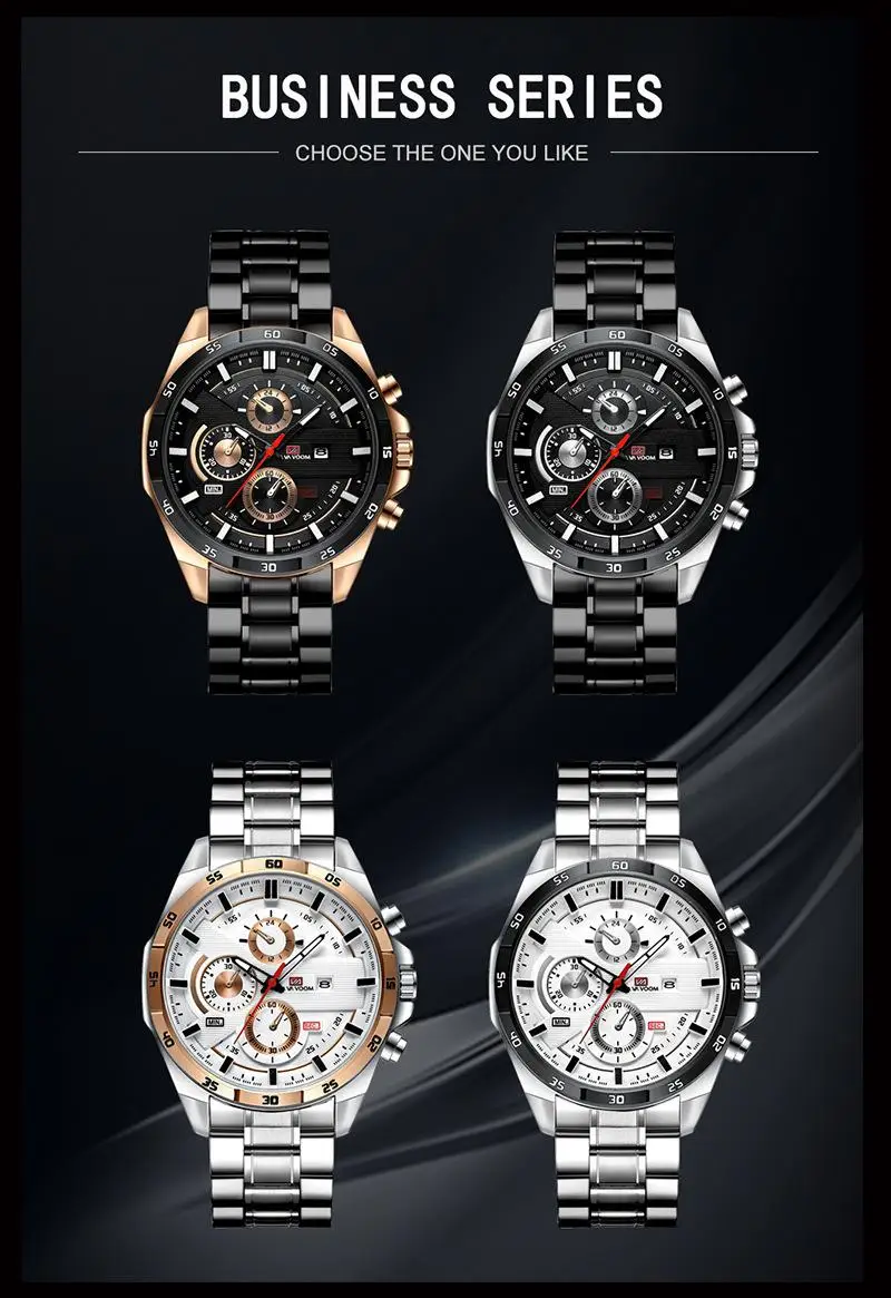 Top Brand Luxury Men Stainless Steel Watches Business Men Siliver Calender Quartz Wristwatches Relogio Masculino