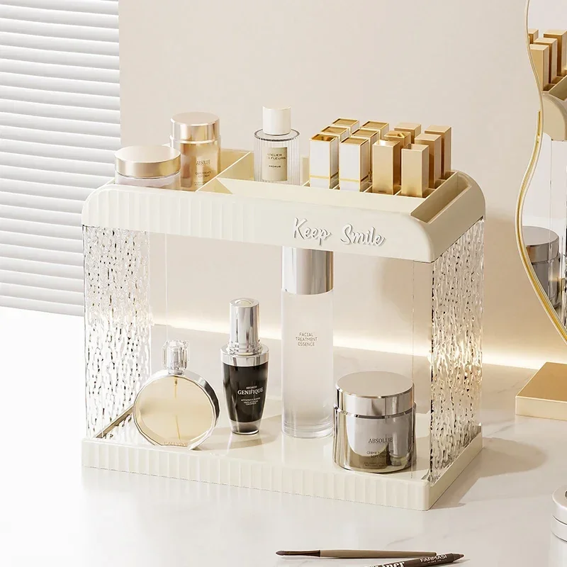 2025Makeup Organizer Glacier-textured Icy-finish Display Shelf Cosmetic Makeup Organizer for Vanity Desktop and Bathroom Storage 5