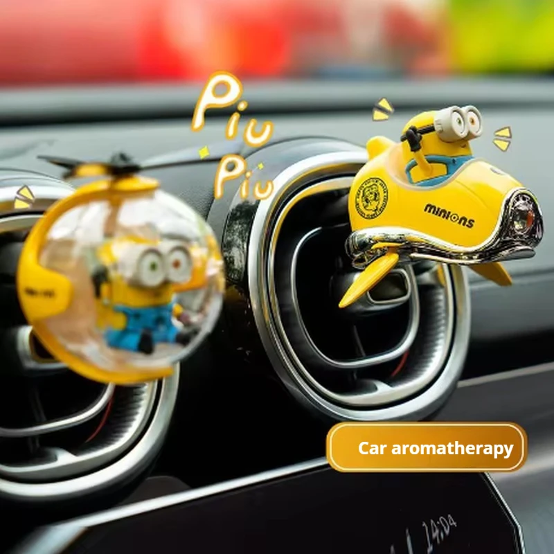 Neue Minions Cartoon Auto Lufterfrischer Mit Rotierenden Propeller Magnetische Design Auto Innen Parfüm Duft Zubehör Geschenk