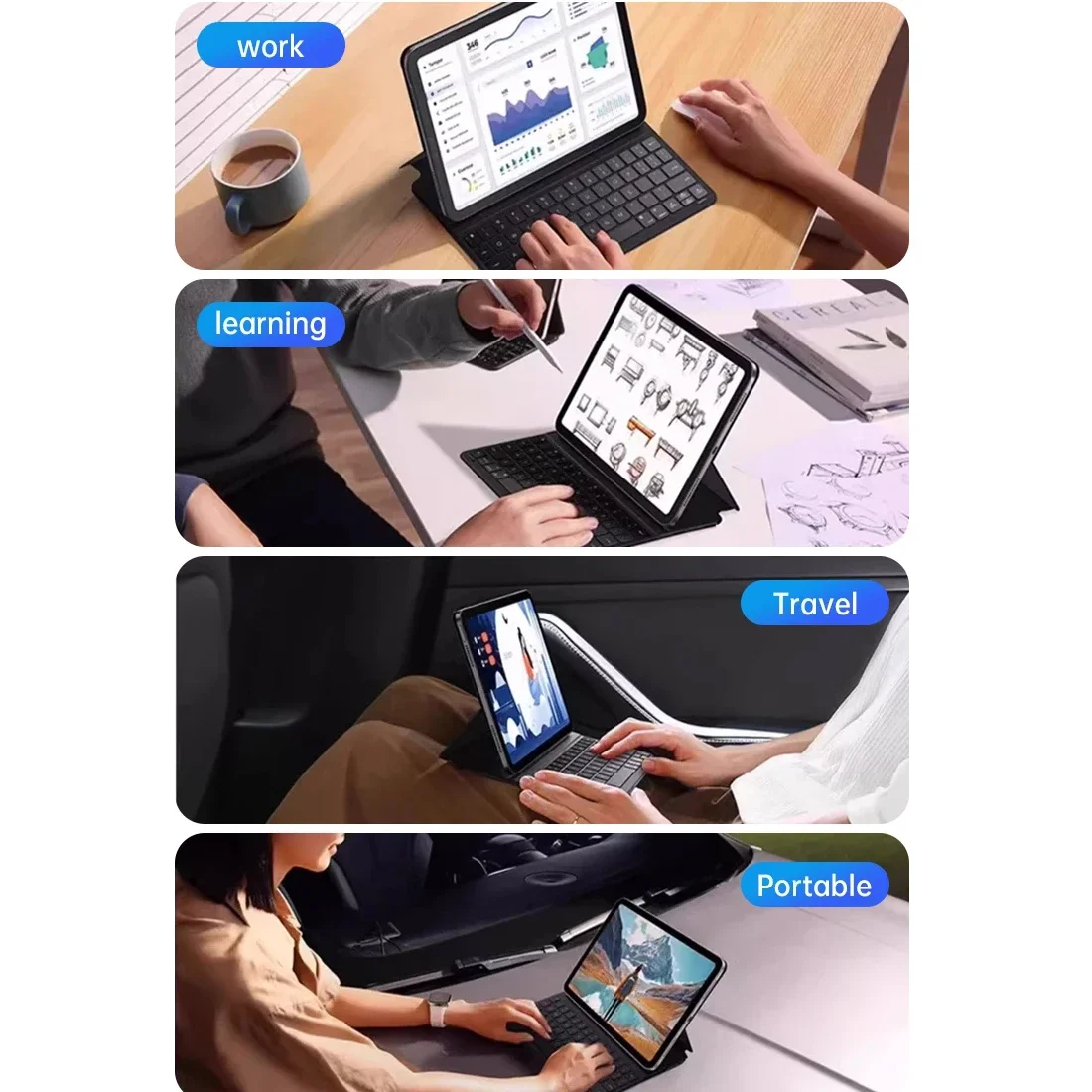 Lightweight Portable Keyboard Case For iPad Air 11 13 M2/M3