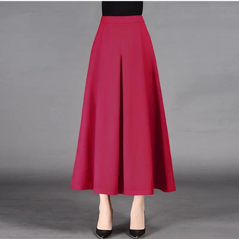 Spring Summer New High Waist Plus Size Wide Leg Pants Solid Loose All-match Pocket Cropped Pants Casual Fashion Women Clothing