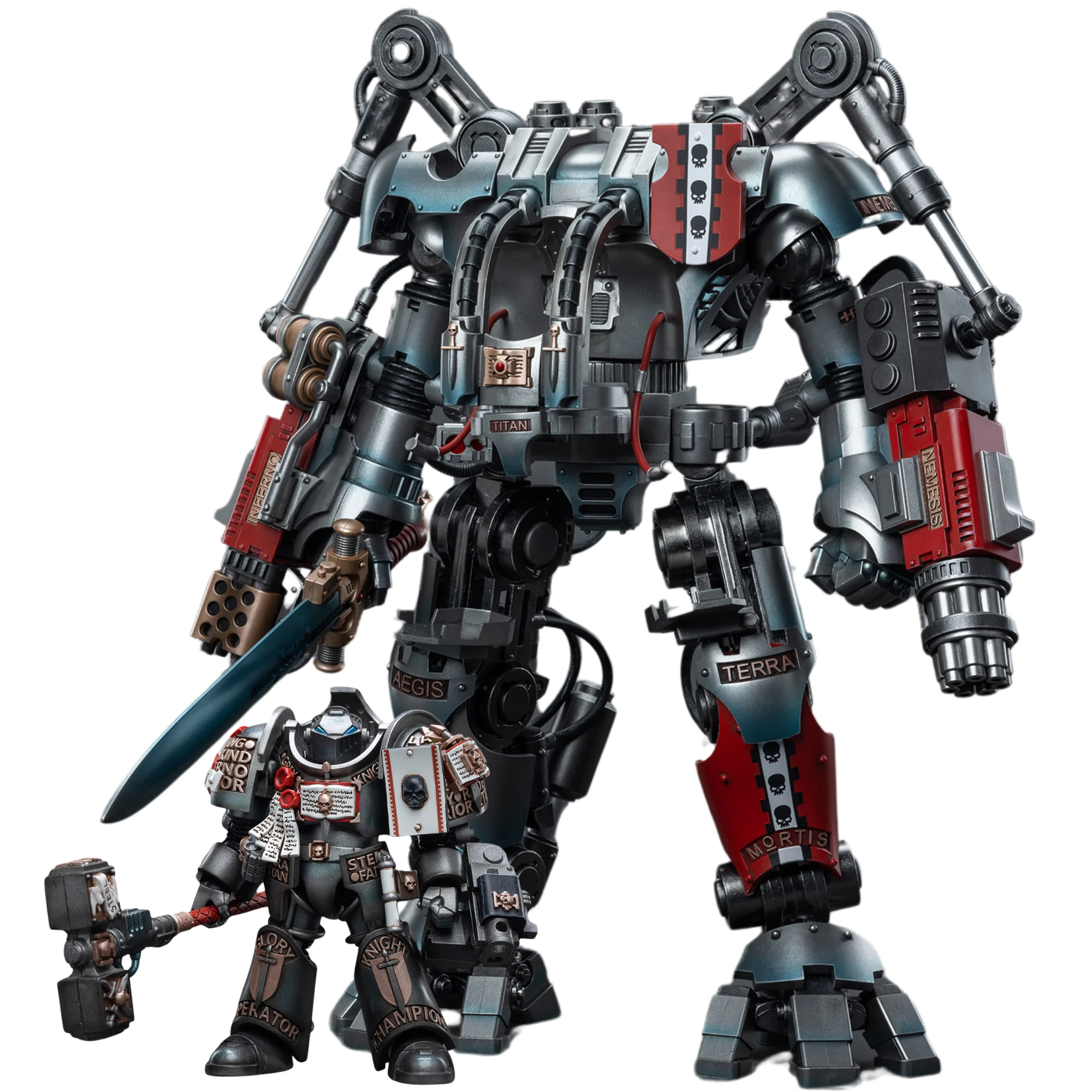 [In-Stock] Joytoy Warhammer 40K 1/18 Action Figure Mecha Grey Knight Nemesis Dreadknight Modello Anime Giocattolo Regalo Spedizione Gratuita