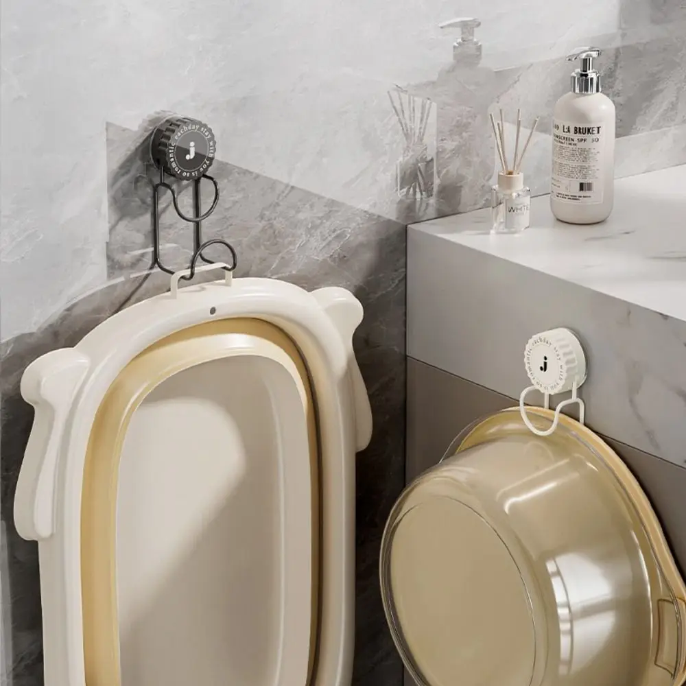 Durable Rotatable Suction Cup Hooks Stainless Steel Bathroom Storage Rack Portable Wall-mounted Strong Washbasin Hook