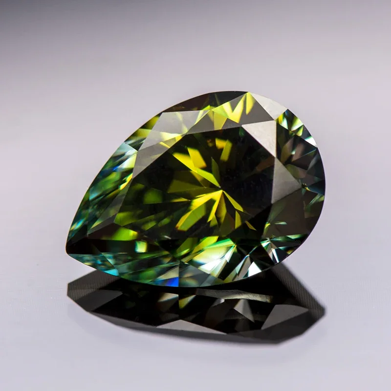 Moissanit-Stein, natürliche gelb-grüne Farbe, mehrere Formen, Edelstein für DIY-Charms, Schmuckherstellungsmaterialien mit Zertifikat – Detail 11
