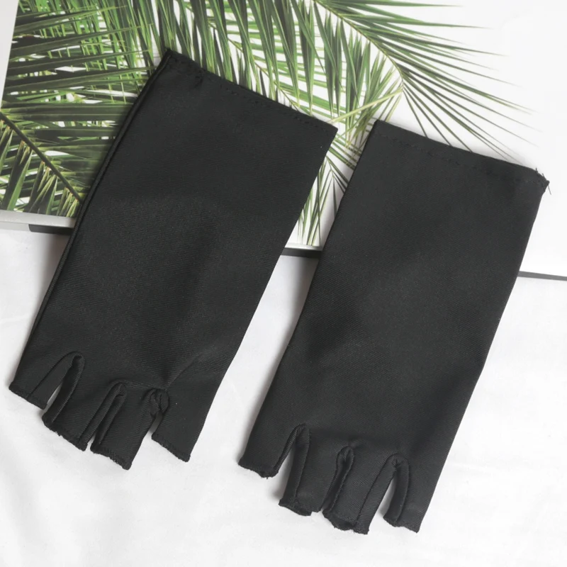 1 Pair Black Summer Half Fingers Gloves Breathable Thin Semi-Finger Driving Women Sunscreen Fingerless Elasticity Work Mittens