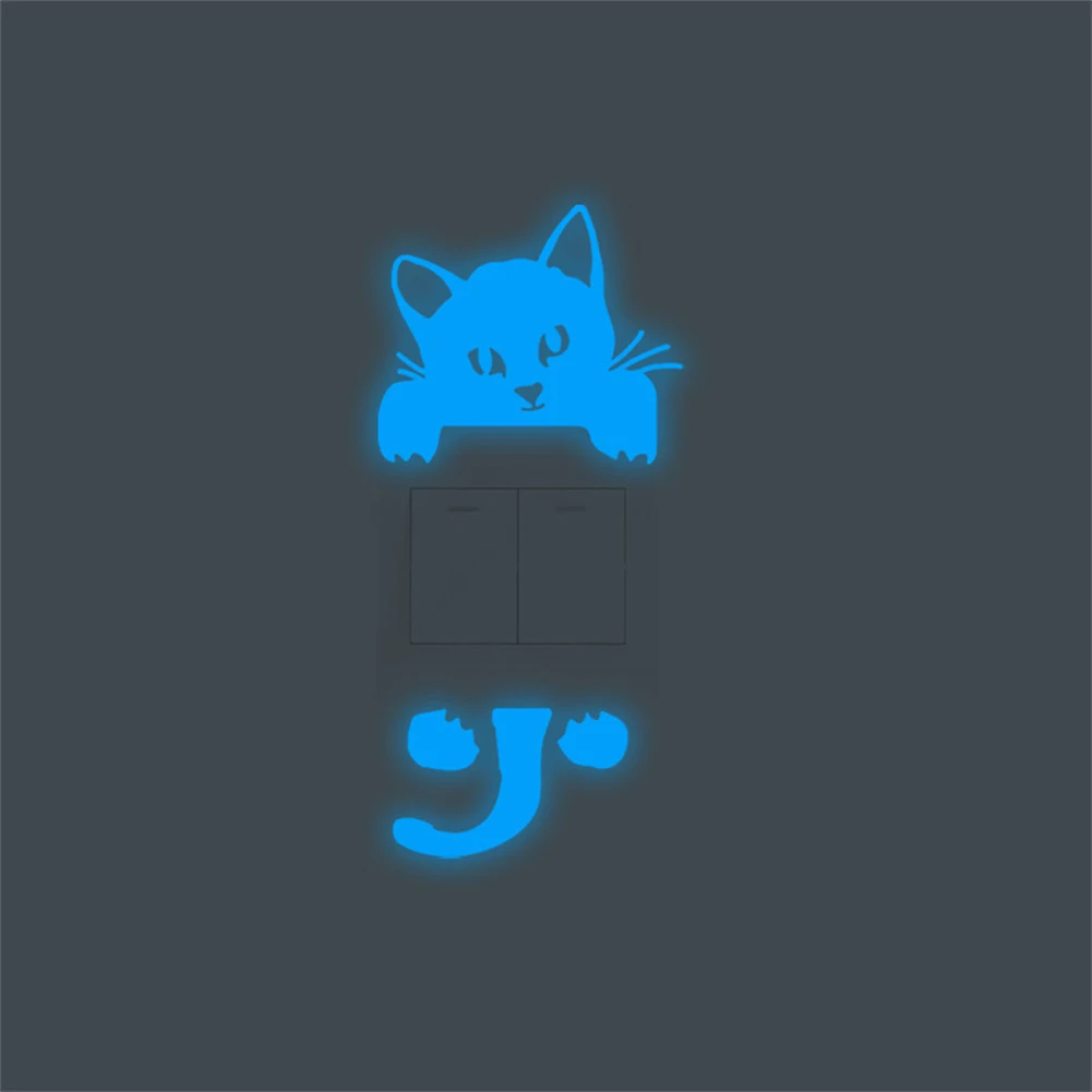 Luminous Switch Stickers Cartoon Cat Luminous Switch Stickers Removable Decorative Decals For Children Room Living Room Bedroom Decoration
