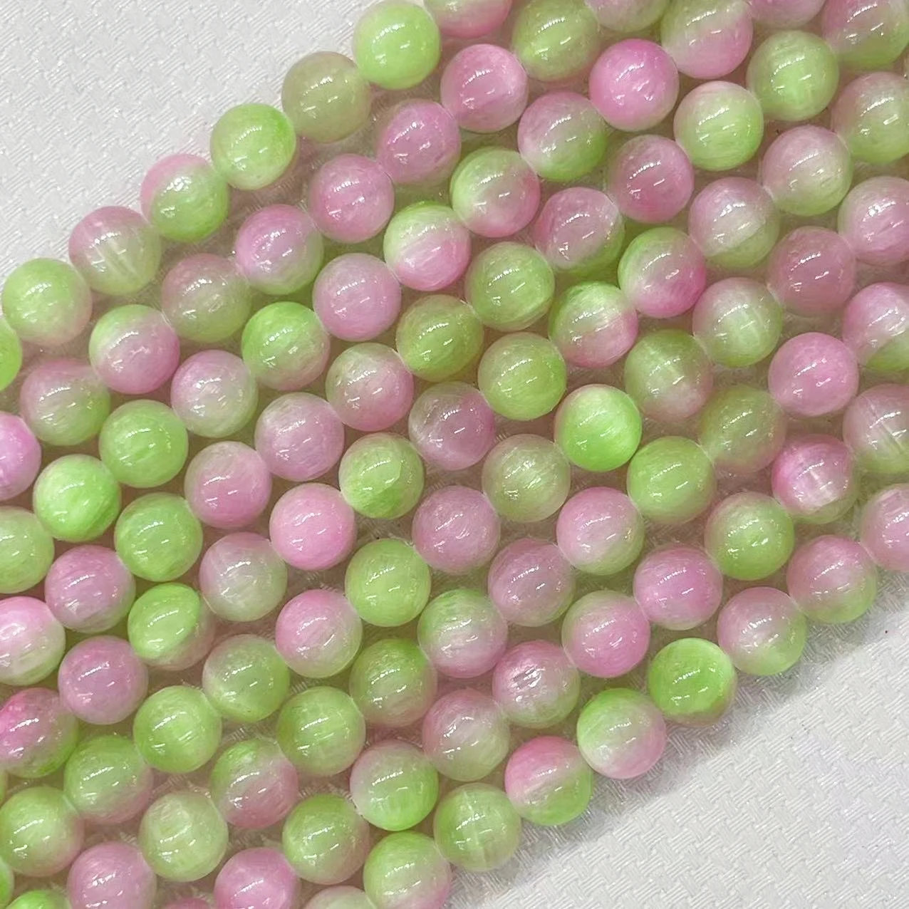 

Top Grade 6/8/10mm Natural Gypsum Stone Round Beads Noble Pink-Green Loose Opal Bead Gem DIY Jewelry Making Necklace Bracelet