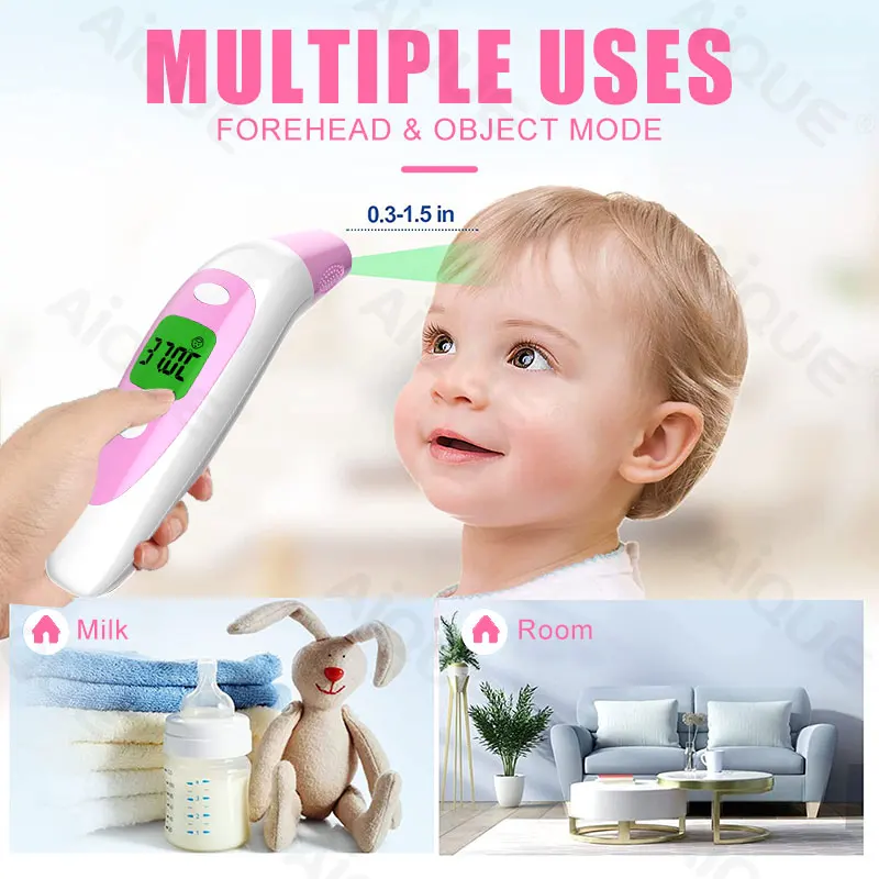 Forehead Thermometer Ear Fast Fever Clinical Thermometers Digital Children Medical Household Non-contact Frontal Thermometer Febril For Body 3 color