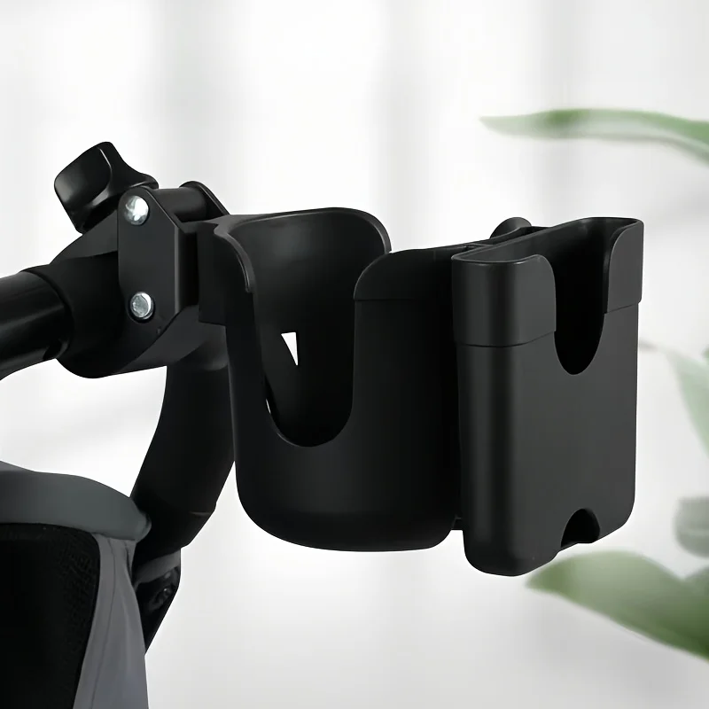 2 in 1 Stroller Cup Holder with Phone Mount Durable ABS Bottle Rack for BabyTrolley Bicycle Dual Function Black Parent Accessory