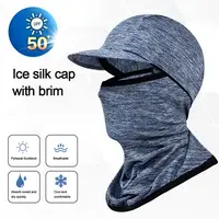 Summer Ice Silk Face Sunscreen Hat Seamless Scarf Breathable Face Neck Cover Motorcycle Riding Sun Protection Cover with Brim 1