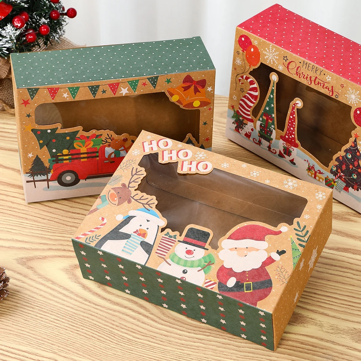 TIANYI-Boîtes à Iandises De Noël Avec Ruban Rouge, 12 Pièces