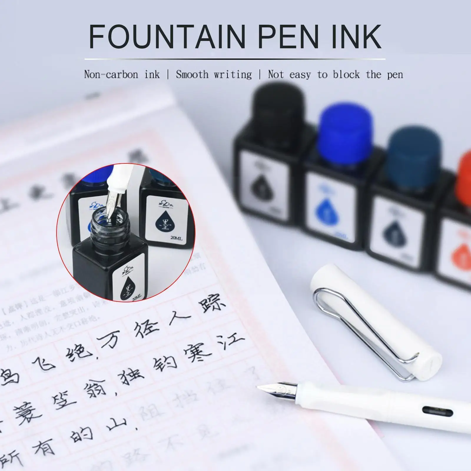 20ml Fountain Pen Ink Dip Pen Ink Bottle Blue Refilling Inks Stationery Calligraphy Art Writing Sac Students Availa O7d0