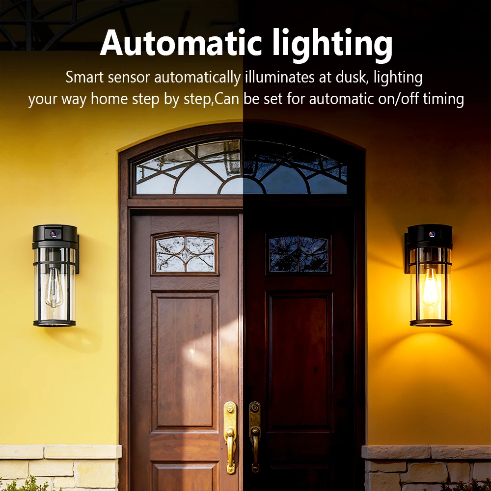 Caméra de sécurité extérieure Jarnex 2K WiFi avec détection humaine par IA, éclairage de jardin, 4 MP, audio bidirectionnel, fonction PTZ et lampe de jardin._voghion.com