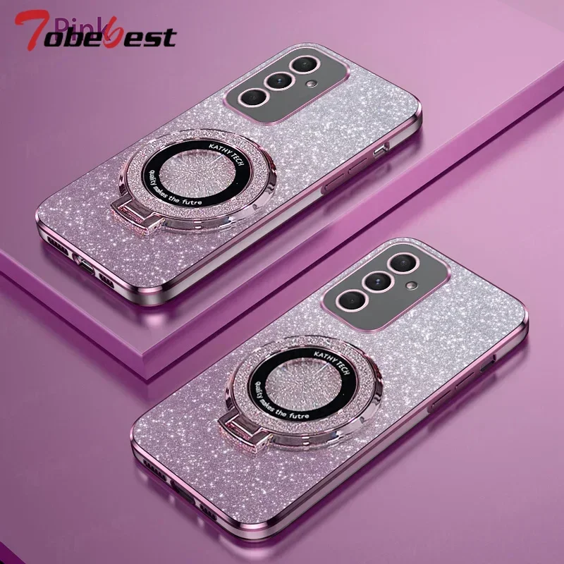 Glitter Plating Magnetic Holder Phone Case with Universal Fit Compatibility