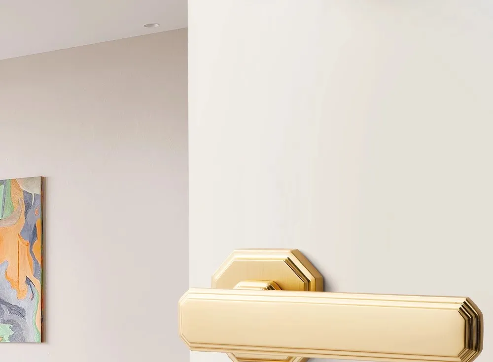 Description Picture 6 of itemGolden Bedroom Door Lock Double Handle Magnetic Lock Body Set Chinese Zinc Alloy Split Silent Security Door Lock with Key