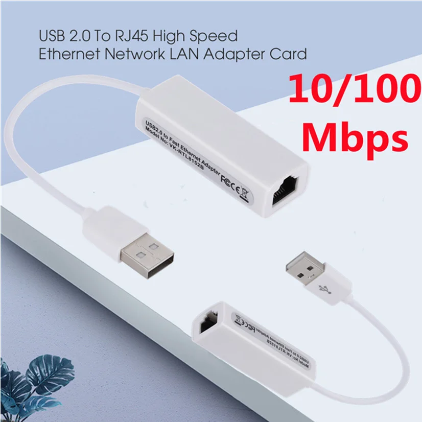 휴대용 USB 2.0-RJ45 네트워크 카드 10/100Mbps USB-RJ45 이더넷 Lan 어댑터 (PC 노트북 용) Windows XP 7 8