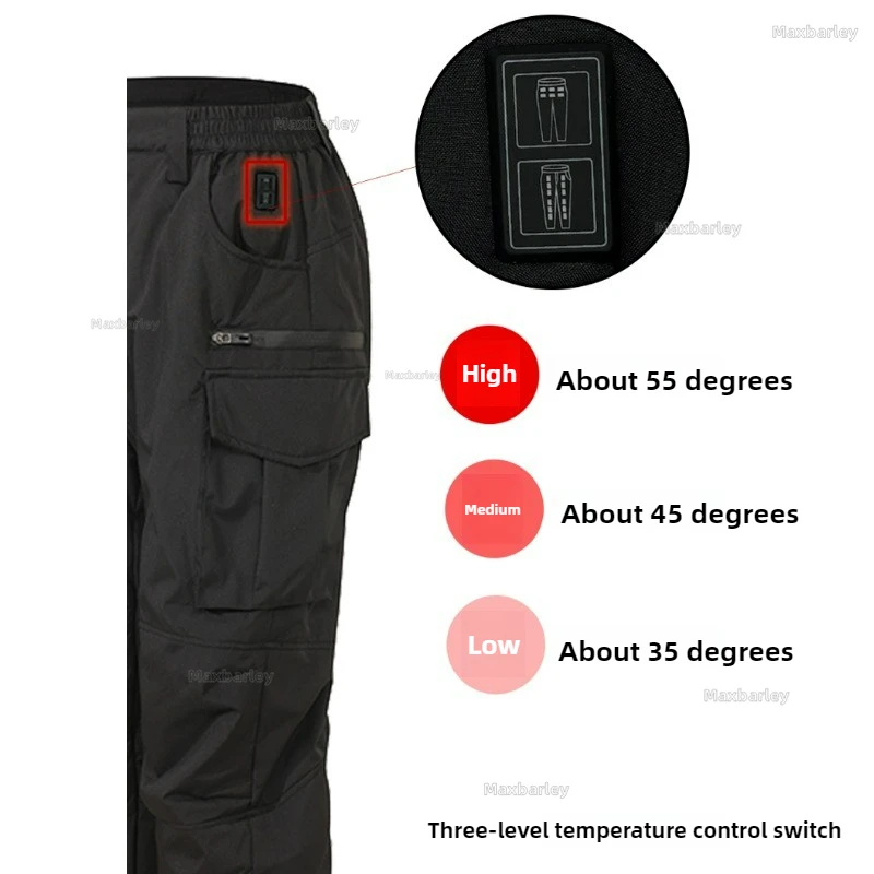 18 ZONES Heated Pants Men Winter Waterproof Warm USB Self Heating Thermal Cargo Pants Man Heated Multi Pocket Hiking Trousers