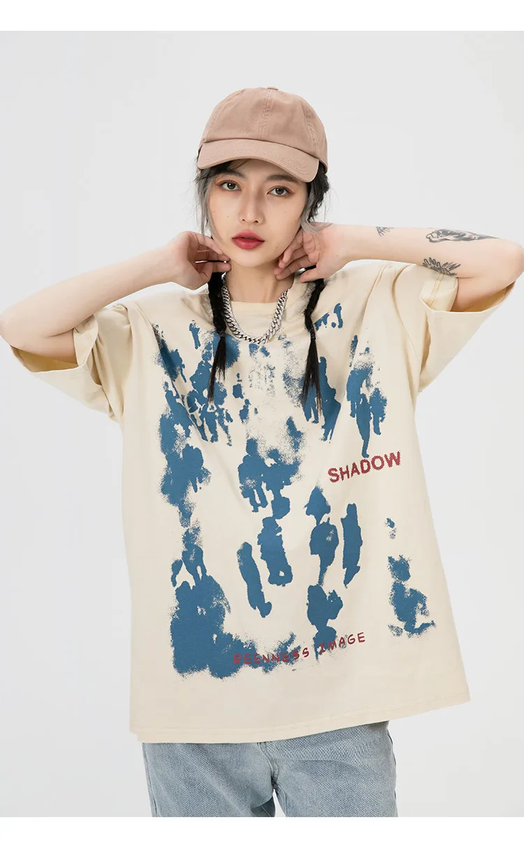 Unisex Short Sleeve Shadow Print T-shirt - true deals club