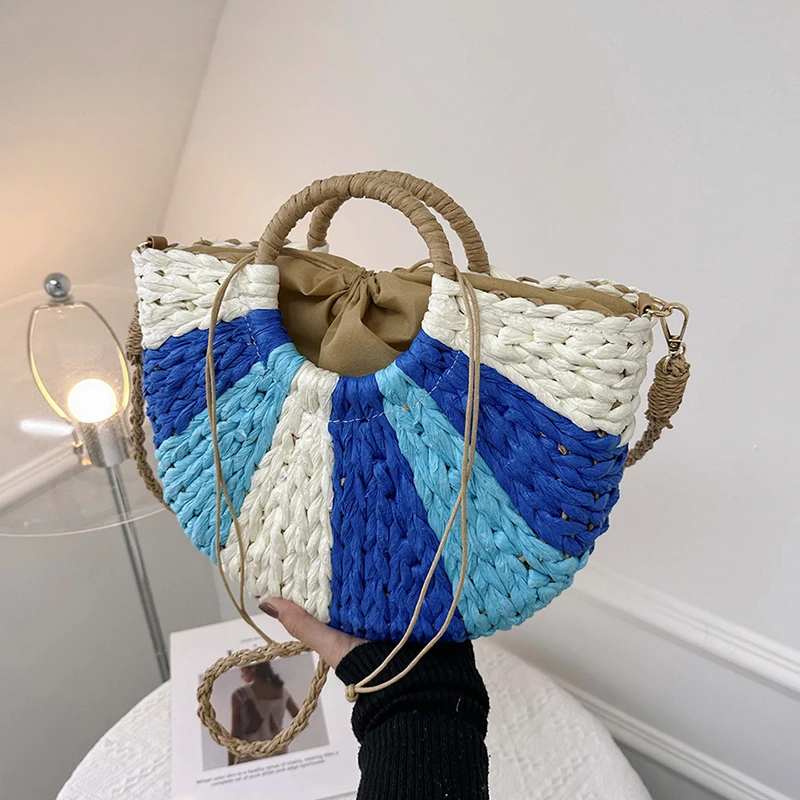 

2024 Large Capacity Women's Woven Handbag Luxury Designer Shoulder Bag Fashion Travel Shopping Clutch Bag Ladies Casual Tote Bag