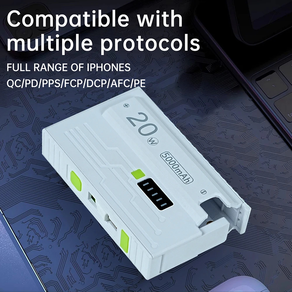 1PC 21700 배터리 케이스 20W 고속 충전 모바일 전원 케이스 듀얼 모드 지원 소전류 이젝터 플러그 포함