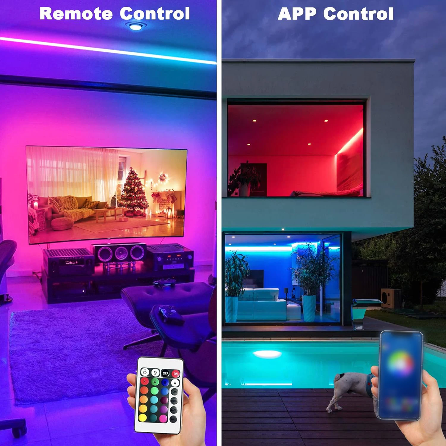5v5050 Bluetooth/infrared LED set with 24 keys remote control and application control, used in bedrooms, families, parties and festivals. 3