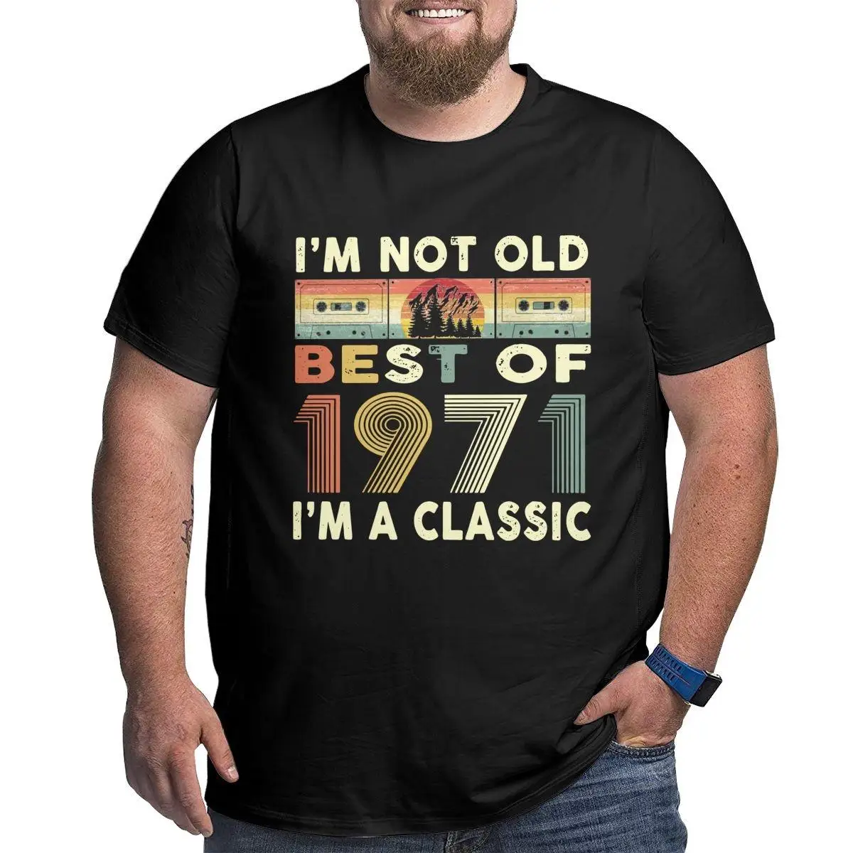 

Vintage 50th Birthday Cassette T-Shirts Men Gamer 50 Years Old T Shirt Born in 1971 Big Tall Tee Shirt Plus Size 6XL Clothing